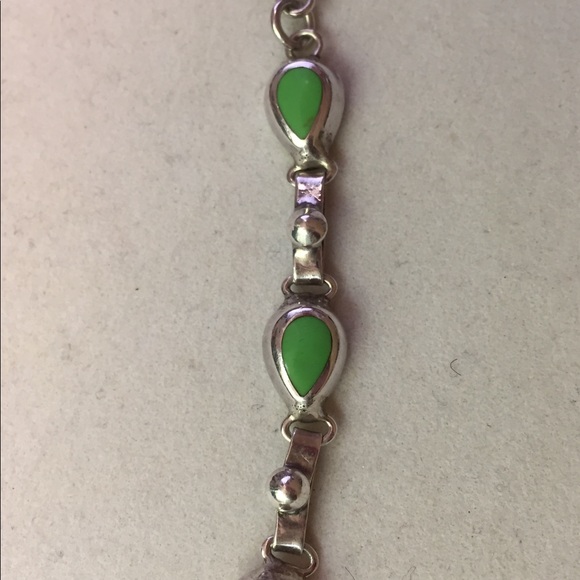 Vintage Mexico 925 silver green Turquoise bracelet - Picture 4 of 8